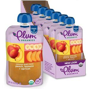 NEW! Stage 2 Organic Baby Food - Peach, Banana, Apricot - 4 Oz Pouch (Pack of 6)